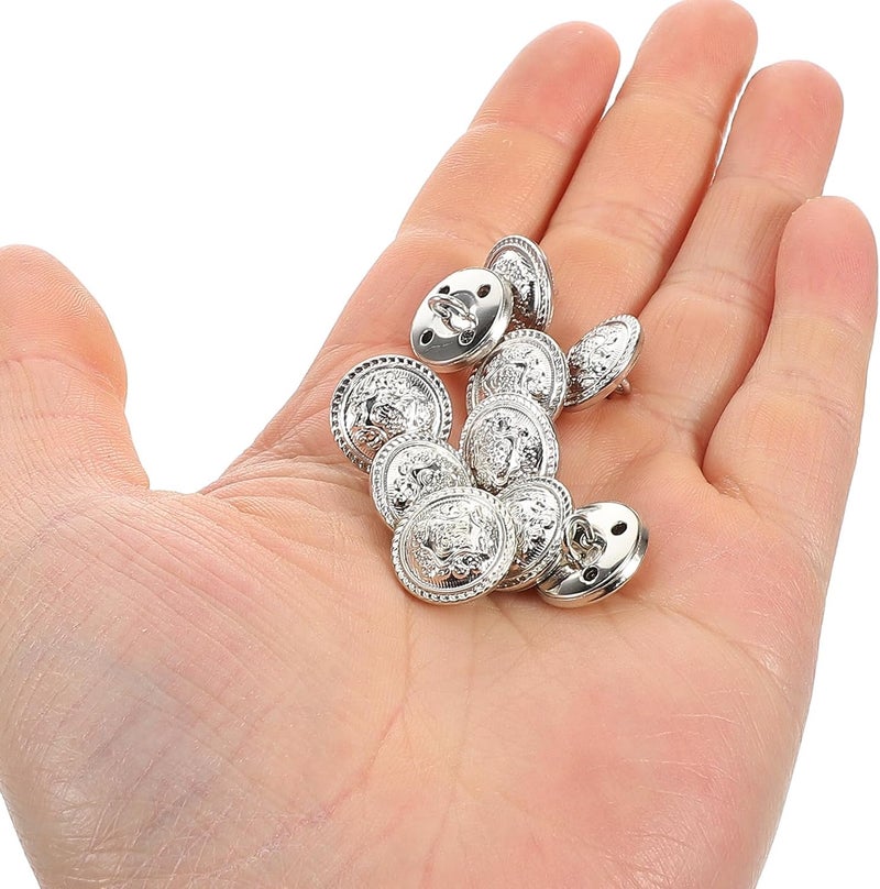 KALLORY 14pcs Silver White Metal Buttons for Clothes British Style Suit Buttons Round Decorative Sewing for Women’s Coats and Knitwear Embellishments - Image 4