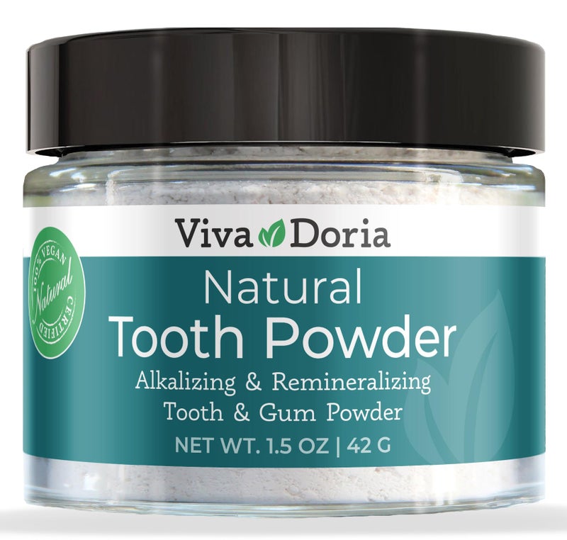 Viva Doria Natural Tooth Powder Remineralizing Tooth Powder Natural Teeth Whitening Powder Toothpaste Power Breath Freshener Refreshing Mint Flavor 15 Oz Glass Jar