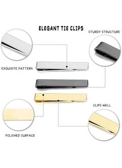 GELESE Slim Tie Clips for Men Brass - 3 Pieces Tie Clips for Wedding Business Gift, Narrow Size, Wedding Tie Clip Set, Gift (Silver/Gold/Black)  - Image 3