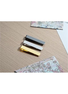 GELESE Slim Tie Clips for Men Brass - 3 Pieces Tie Clips for Wedding Business Gift, Narrow Size, Wedding Tie Clip Set, Gift (Silver/Gold/Black)  - Image 4