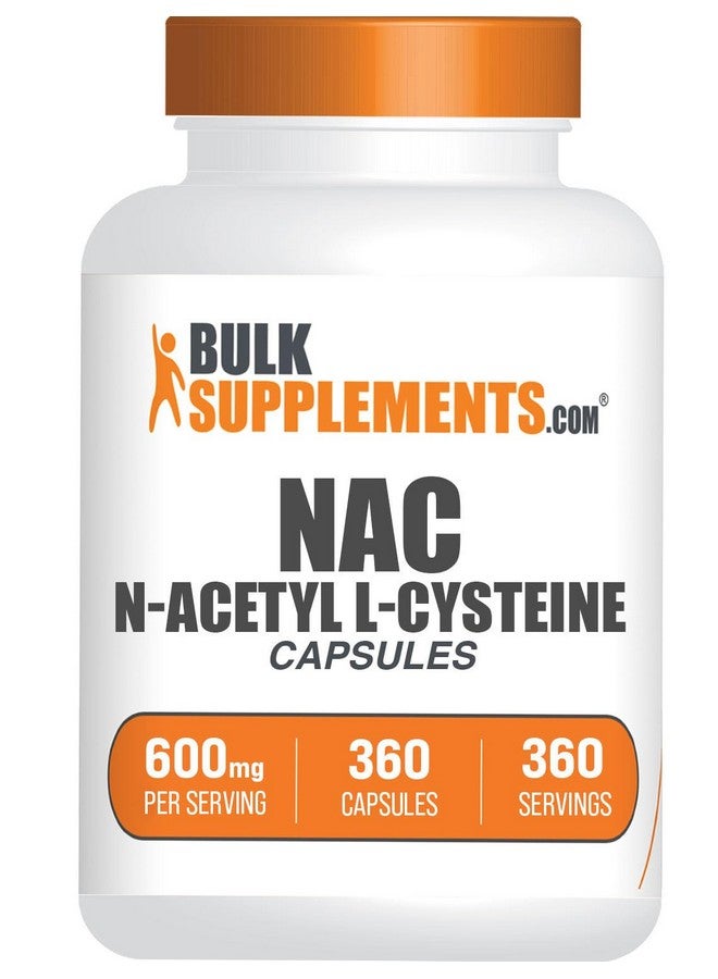 BulkSupplements.com N-Acetyl L-Cysteine Capsules - N-Acetyl Cysteine 600mg, NAC Supplement - 600mg per Capsule, Gluten Free - 1 NAC Capsule per Serving, 360 Capsules (Pack of 1) - Image 1