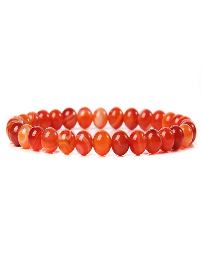 INENIMARTJ 6mm Natural Carnelian Crystal Bracelet for Women,Red Agate Gemstone Beaded Bracelet Stretchy Chakra Red Gems Stones Healing Crystal Energy Quartz Jewelry (B) - Image 1