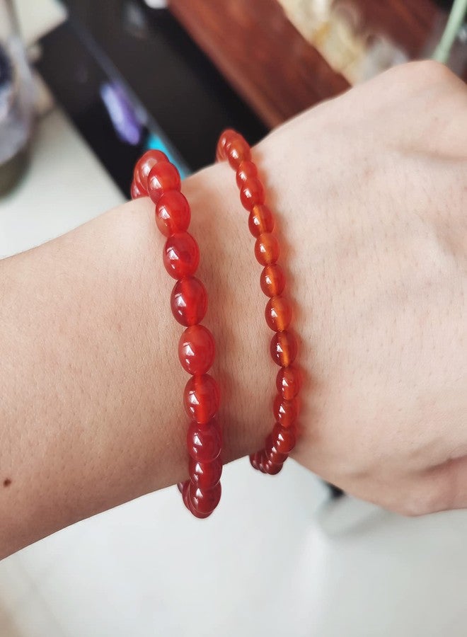 INENIMARTJ 6mm Natural Carnelian Crystal Bracelet for Women,Red Agate Gemstone Beaded Bracelet Stretchy Chakra Red Gems Stones Healing Crystal Energy Quartz Jewelry (B) - Image 2