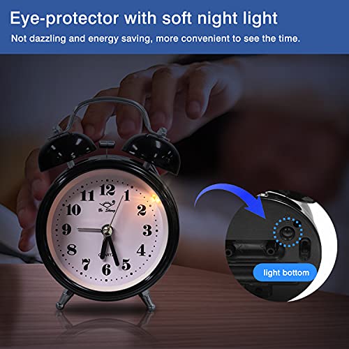 OWill Twin Bell Alarm Clock with 3D Dial Simple, Super Extra Loudest Ringing for Adults, Heavy Sleepers, Teenagers, Alarm Clocks for Bedrooms, Carbon Battery Operated Retro Vintage Old School Classic - Image 3