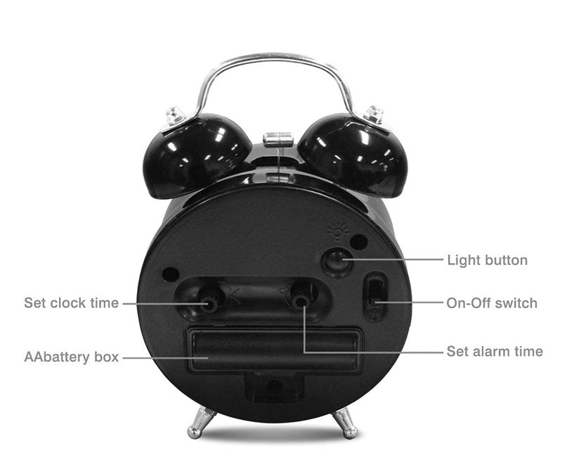 OWill Twin Bell Alarm Clock with 3D Dial Simple, Super Extra Loudest Ringing for Adults, Heavy Sleepers, Teenagers, Alarm Clocks for Bedrooms, Carbon Battery Operated Retro Vintage Old School Classic - Image 4