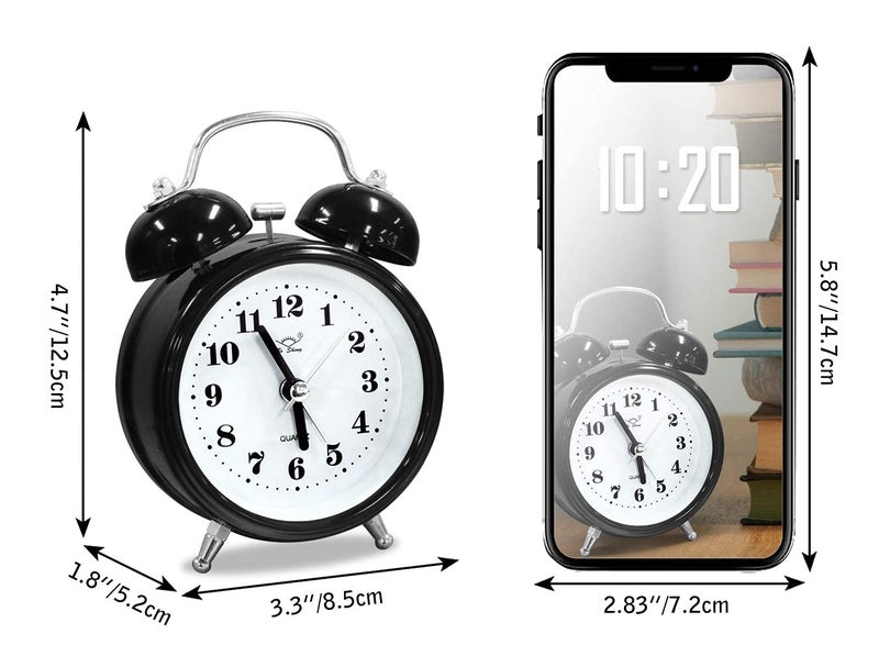 OWill Twin Bell Alarm Clock with 3D Dial Simple, Super Extra Loudest Ringing for Adults, Heavy Sleepers, Teenagers, Alarm Clocks for Bedrooms, Carbon Battery Operated Retro Vintage Old School Classic - Image 2