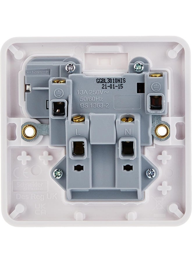 Generic Electric Lisse Single Switched Socket GGBL3010NIS British Standard, 1 Gang 13 A - White  - Image 2
