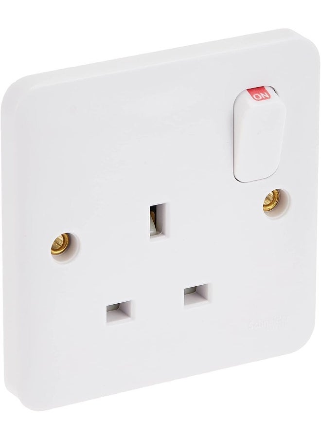 Generic Electric Lisse Single Switched Socket GGBL3010NIS British Standard, 1 Gang 13 A - White  - Image 1