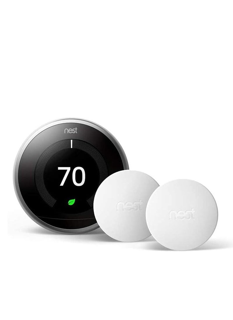 Nest - Google Nest 3rd Gen BH1252 Learning Wi-Fi Programmable Thermostat in Stainless Steel with 2 Sensors - Image 1