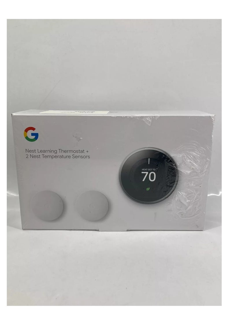 Nest - Google Nest 3rd Gen BH1252 Learning Wi-Fi Programmable Thermostat in Stainless Steel with 2 Sensors - Image 1