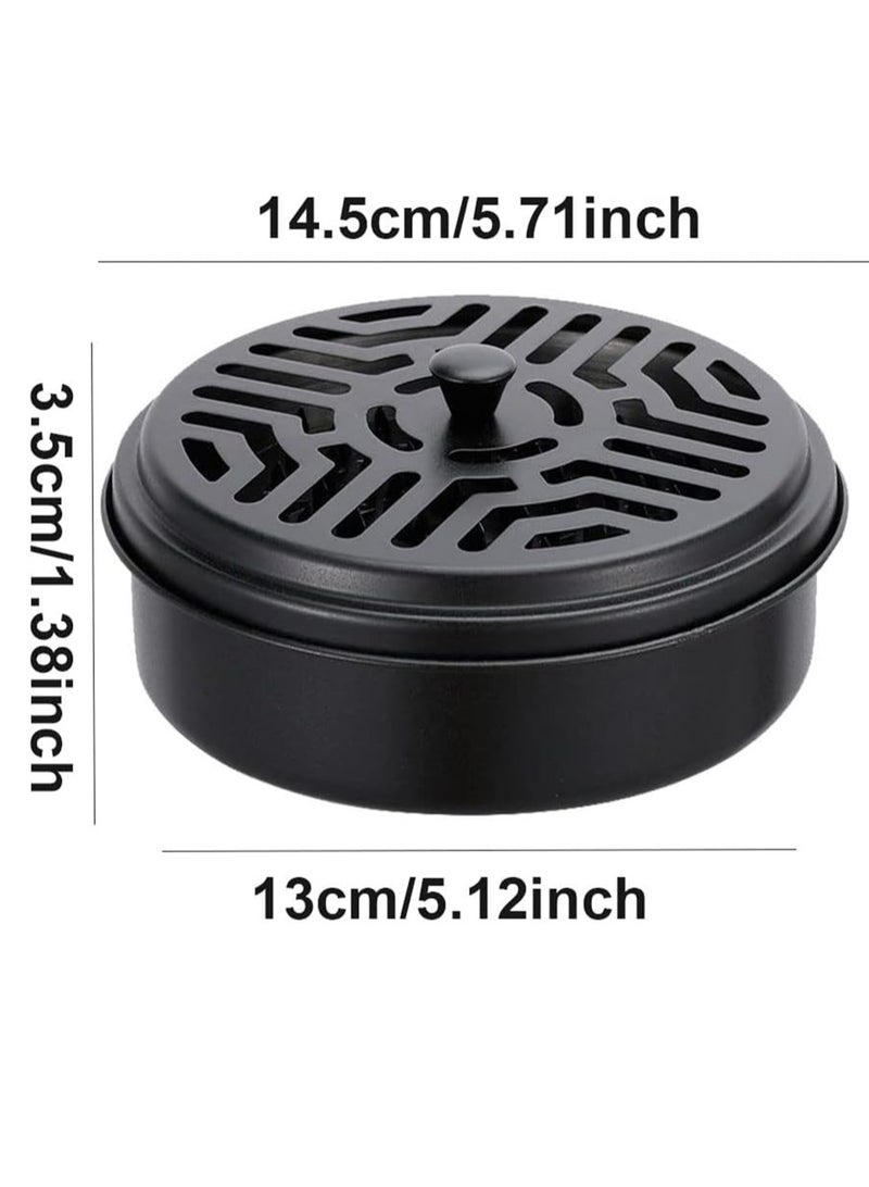 2 Pack Portable Round Mosquito Coil Holder - Metal Incense Burner for Home & Camping, Black Sandalwood Incense Box - Image 4