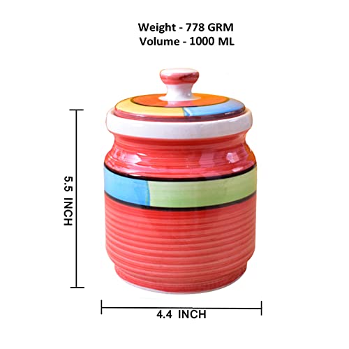 Kunhar Ceramic Jars (1000 ML) – Handcrafted Multipurpose Barni with Lid for Pickle, Chutney, Spices, Salt, Sugar – Kitchen Storage Containers, Blue - Image 5