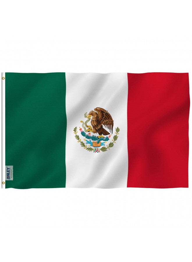 Anley ANLEY Fly Breeze 3x5 Foot Mexico Flag - Vivid Color and Fade proof - Canvas Header and Double Stitched - Mexican MX National Flags Polyester with Brass Grommets 3 X 5 Ft  - Image 1
