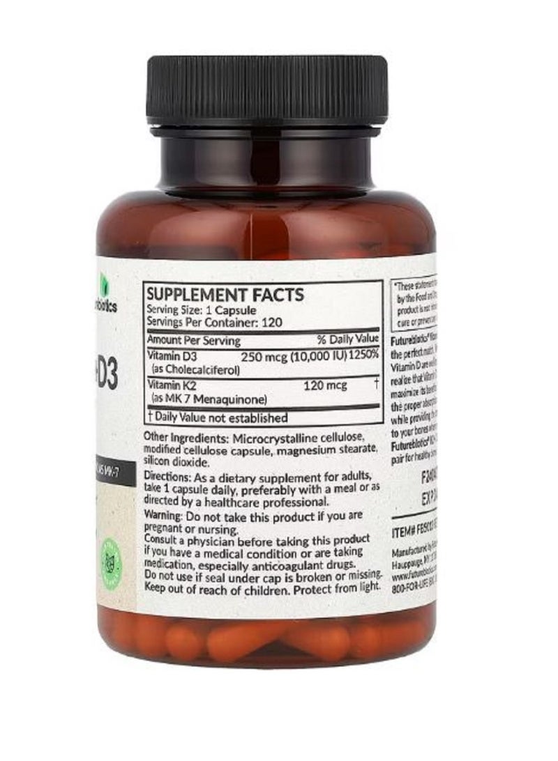 Futurebiotics Vitamin K2 (mk-7) + Vitamin D3, Double Strength, 120 Capsules - Image 2