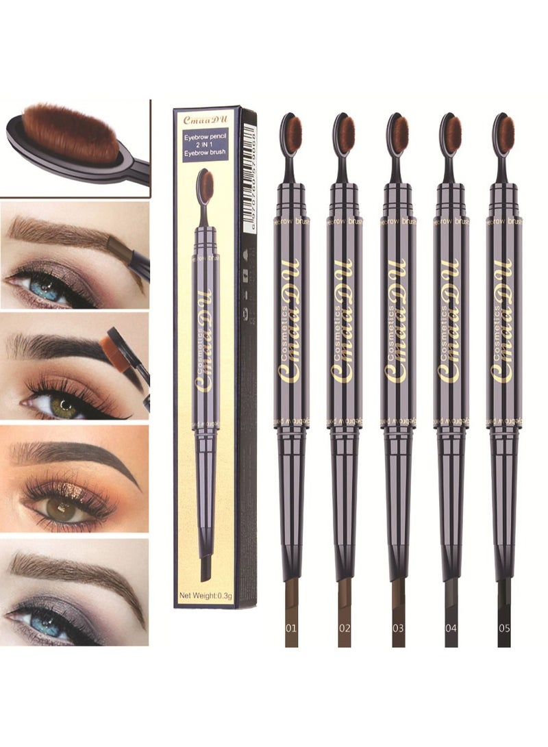CmaaDu Eyebrow Pen Toothbrush Pencil Waterproof Double Head  - Image 4