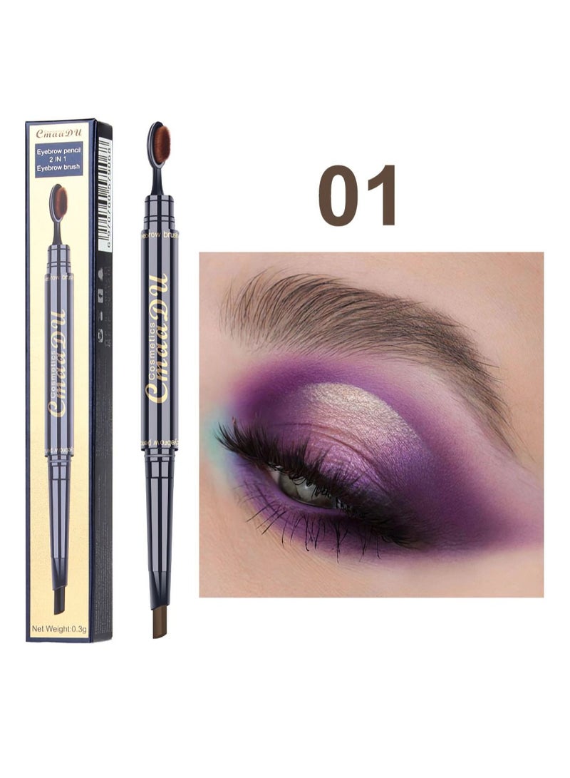 CmaaDu Eyebrow Pen Toothbrush Pencil Waterproof Double Head  - Image 2