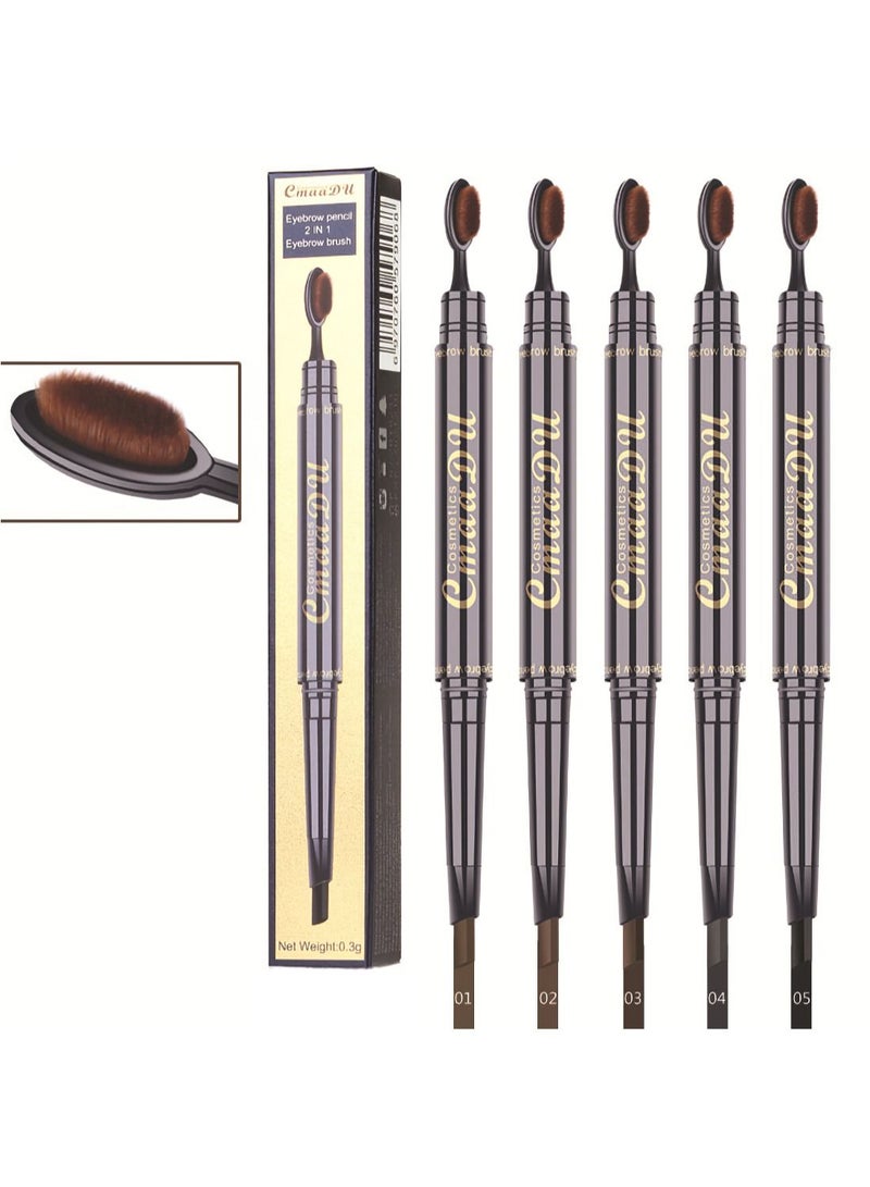 CmaaDu Eyebrow Pen Toothbrush Pencil Waterproof Double Head  - Image 3