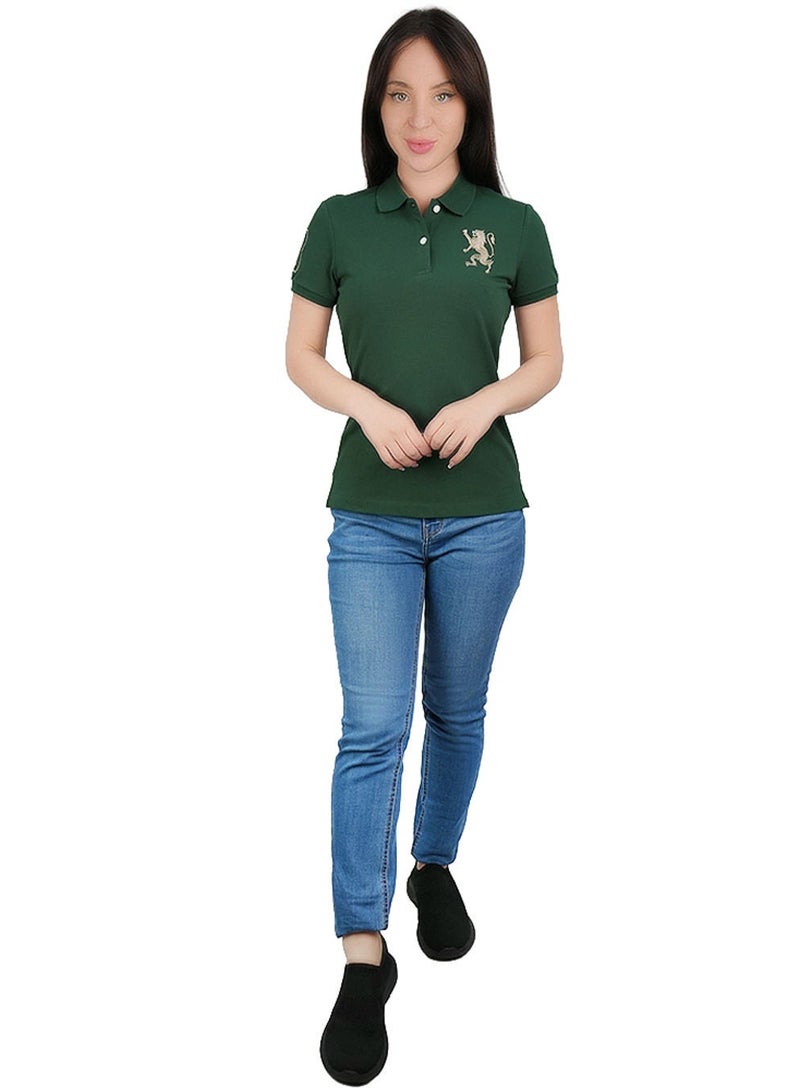 GIORDANO Women’s Slim Fit Embroidered 3D Lion Polo - Image 2
