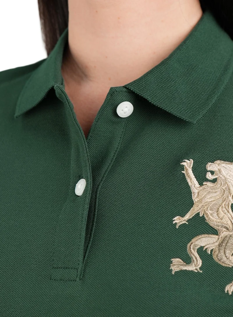 GIORDANO  Women’s Slim Fit Embroidered 3D Lion Polo for Women | Best Price UAE