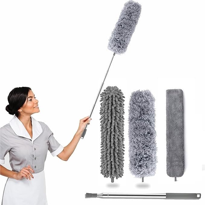 Calyrex Dusters for Cleaning Retractable Microfiber Gap Dust Cleaner with Extension Pole 30 to 100 Reusable Bendable Long Handle Feather Duster for Cleaning High Ceiling Fan Furniture Blinds