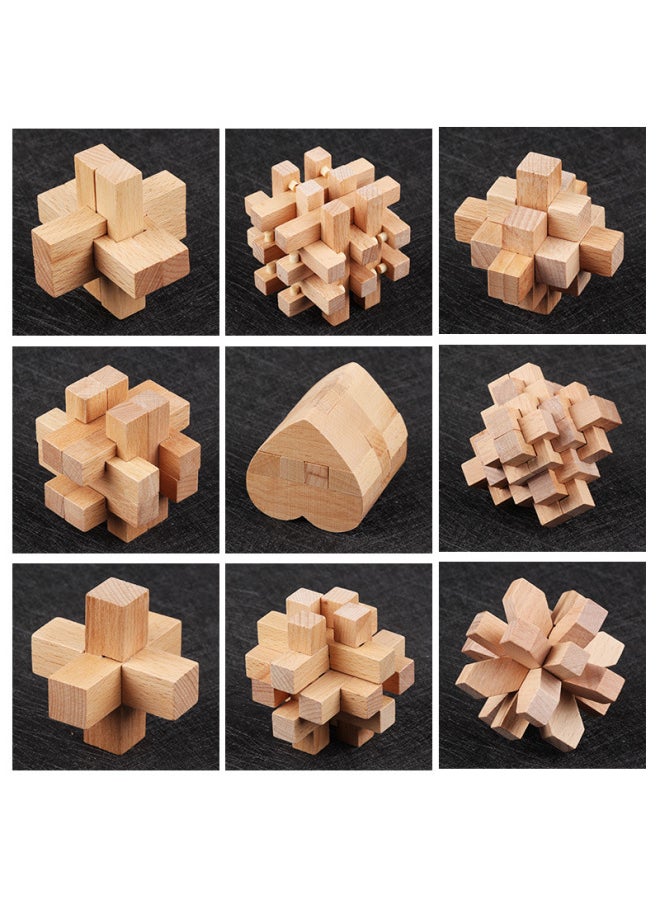 Generic - Luban Lock Kong Ming Lock Full Set Of Children's Educational Toys Primary School Students Adult Brain-racking High Difficulty Building Blocks 10 Years Old-Color:Nine-piece B (love) 1.1KG - Image 1