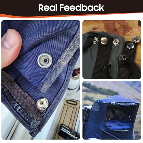 HAPDEN 160 pcs snap Buttons,snap Fasteners kit 15mm Stainless Steel Snaps Marine Grade Boat Canvas Snaps,3/8" Socket Metal Snaps for Clothing Leather Boat Cover Fabric (Regular) - Image 5