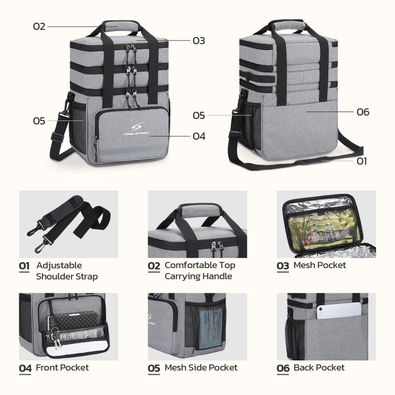 Maelstrom Lunch Box for Men,Insulated Lunch Bag Women/Men,Leakproof Lunch Cooler Bag,Lunch Tote Bag,20L,New Dark Gray - Image 4