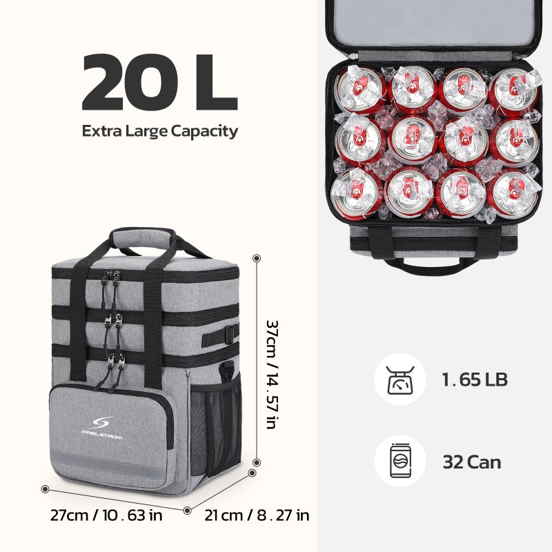 Maelstrom Lunch Box for Men,Insulated Lunch Bag Women/Men,Leakproof Lunch Cooler Bag,Lunch Tote Bag,20L,New Dark Gray - Image 5