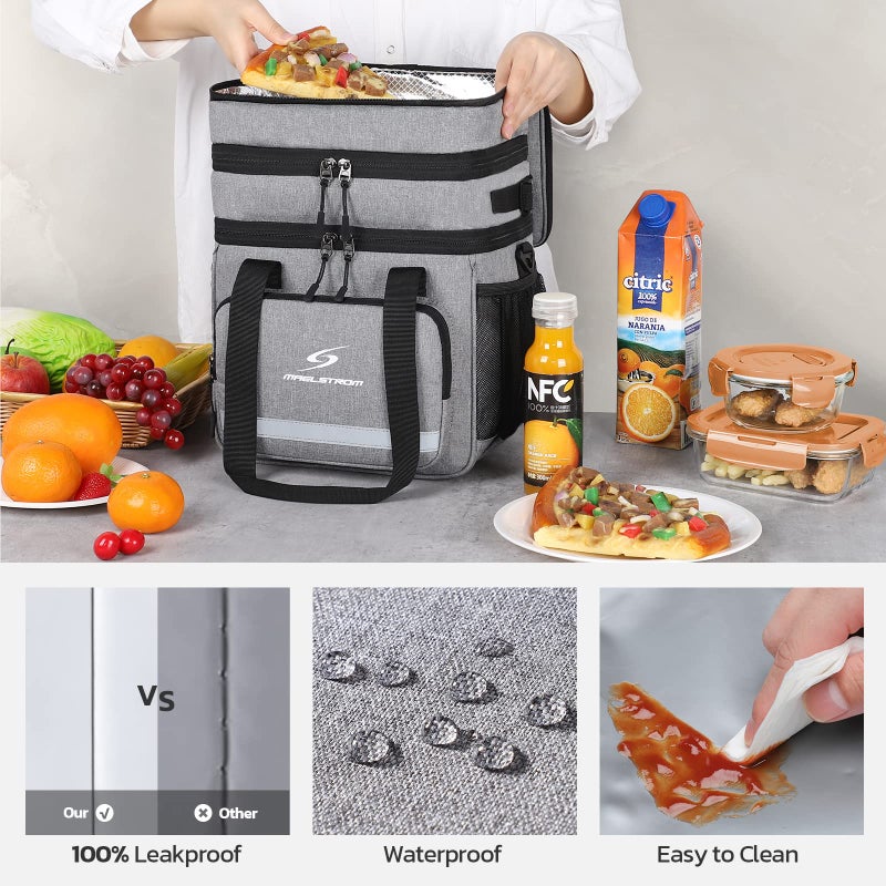 Maelstrom Lunch Box for Men,Insulated Lunch Bag Women/Men,Leakproof Lunch Cooler Bag,Lunch Tote Bag,20L,New Dark Gray - Image 2