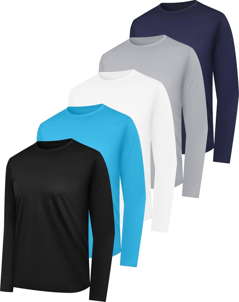 HovSiyla Long Sleeve Shirts for Men Moisture Wicking Mens Tee Shirts Workout Sun Protection T Shirt for Running Black Gray White Blue Bowland M - Image 1