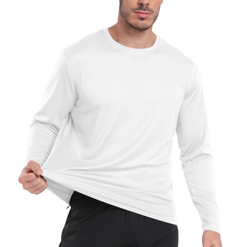 HovSiyla Long Sleeve Shirts for Men Moisture Wicking Mens Tee Shirts Workout Sun Protection T Shirt for Running Black Gray White Blue Bowland M - Image 2