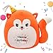 Easfan 12 Birthday Fox Plush Pillow Soft Fox Plush Toy Cute Fox Stuffed Animal Home Room Decoration Birthday Gift for Kids AdultsOrange EF0087_Fox - Image 2