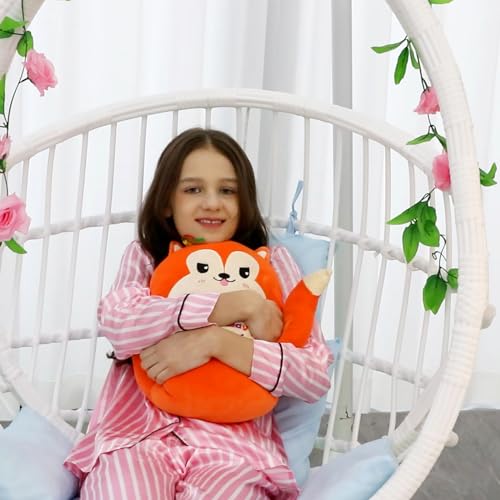 Easfan 12 Birthday Fox Plush Pillow Soft Fox Plush Toy Cute Fox Stuffed Animal Home Room Decoration Birthday Gift for Kids AdultsOrange EF0087_Fox - Image 5