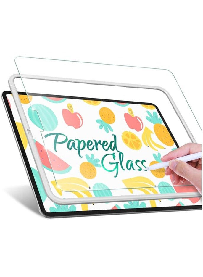 جرين تايجر واقي شاشة زجاجي مقوى لجهاز iPad Pro مقاس 12.9 بوصة 2022/2021/2020/2018 (الجيل السادس/الخامس/الرابع/الثالث) مع إطار سهل التركيب، زجاج مقسى بلمسة نهائية ورقية غير لامعة مضادة للوهج، عبوة واحدة - Image 1