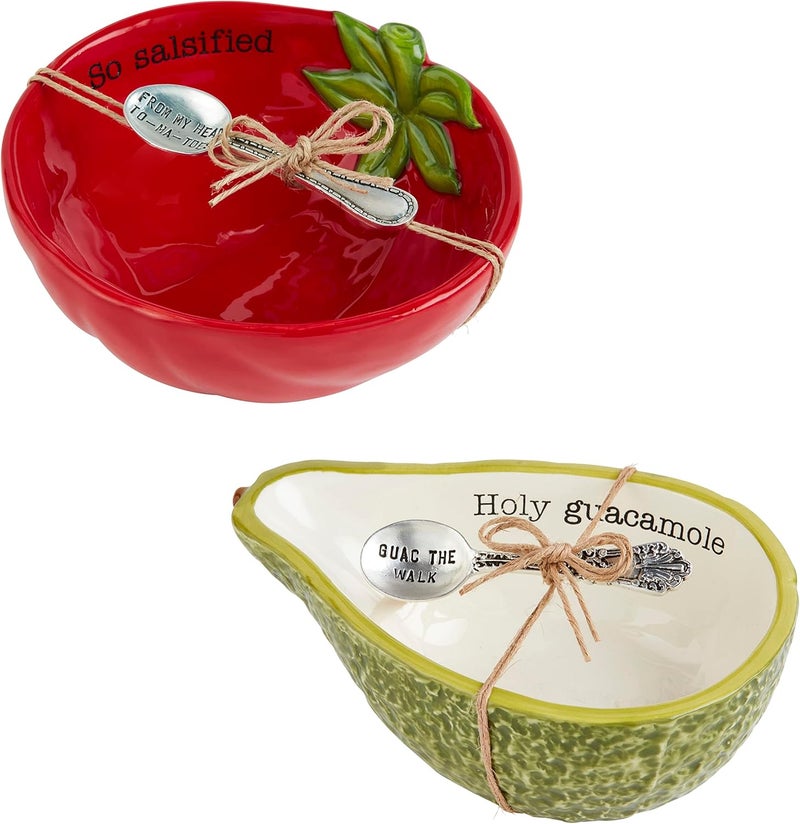 MudPie Fiesta Dip Bowl Set, Tomato, 5" X 6" | Spoon 3 1/2" - Image 2