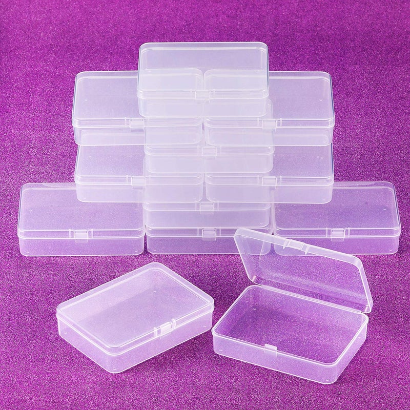 SATINIOR 12 Pack Clear Plastic Beads Storage Containers Box with Hinged Lid for Beads and More (4.45 x 3.3 x 1.18 Inch) - Image 4