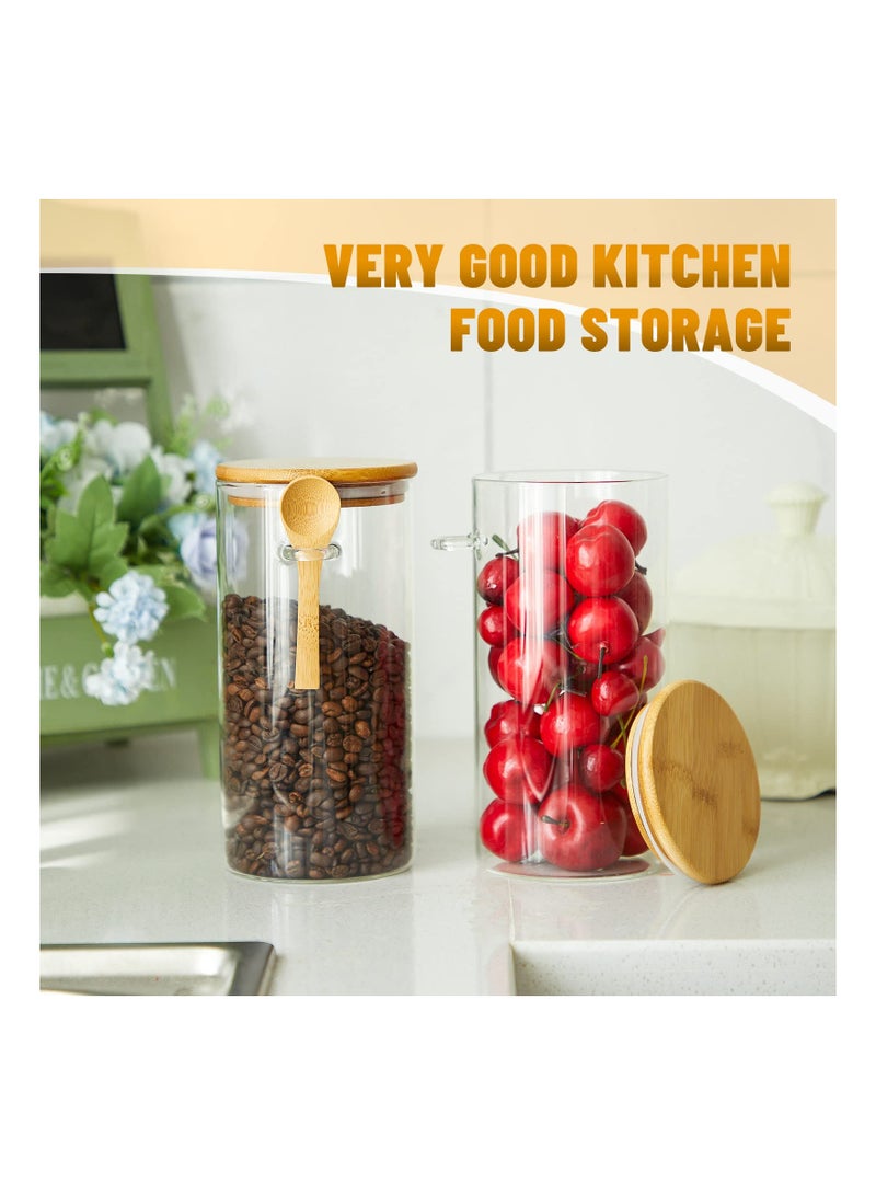 SOLARAE Glass Spice Beans Jars with Bamboo Lid and Spoons, 47oz Airtight Food Storage Containers, Kitchen Pantry Canister Set for Coffee Bean, Sugar, Dry Goods,Tea, Spices and More (2 Set) - Image 5