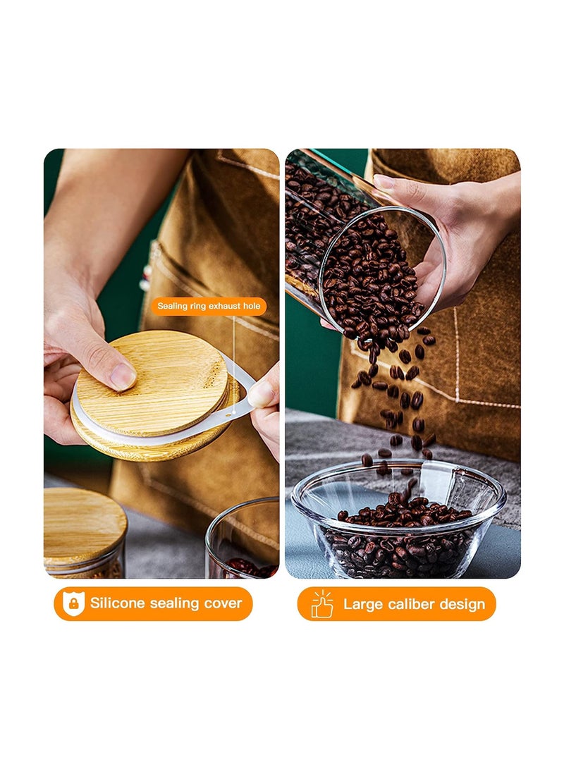 SOLARAE Glass Spice Beans Jars with Bamboo Lid and Spoons, 47oz Airtight Food Storage Containers, Kitchen Pantry Canister Set for Coffee Bean, Sugar, Dry Goods,Tea, Spices and More (2 Set) - Image 2