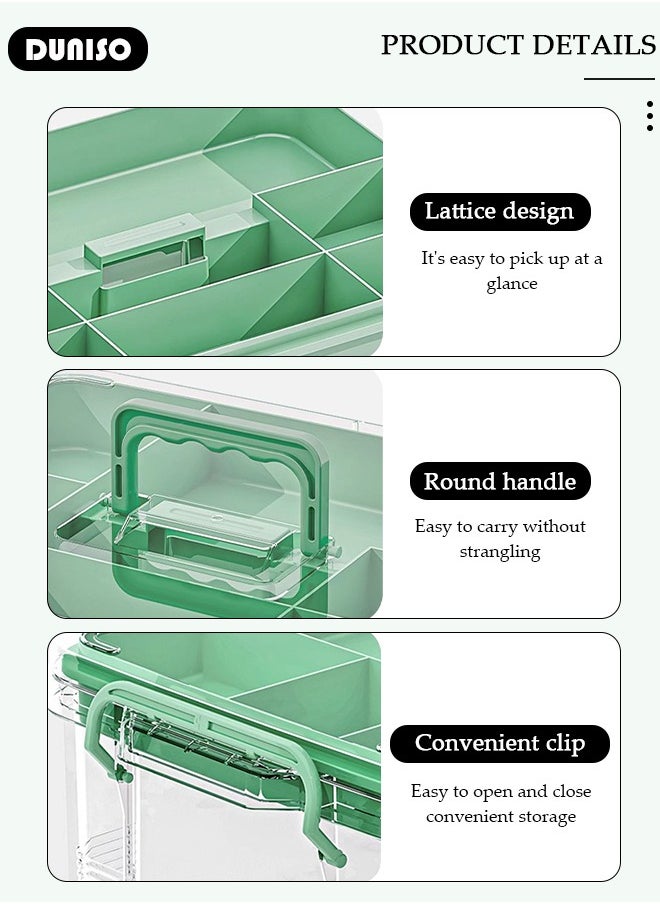 DUNISO 2 Layers Large Medicine Storage Box, Family small safety emergency medical storage box kit travel,Layered Daily Medicine Cabinet,First Aid Storage Box Container Bin with Compartments and Portable Handle for Family  - Image 2