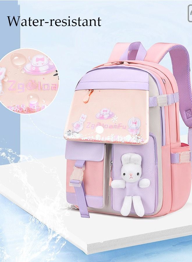 DUNISO Girl's School Backpack Waterproof Book Bag with Compartments for Teen Girl Kid Students Elementary School Kids' School Bag With Large Capacity and Reflective strip - Image 5