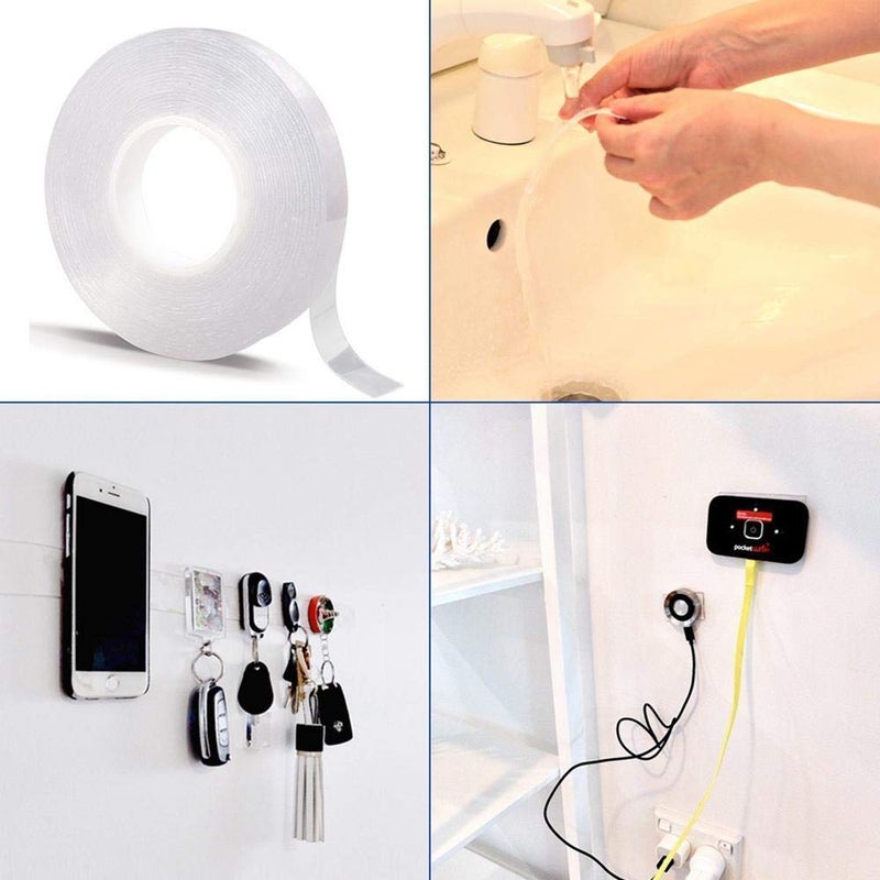 D-Fix Double Sided Nano Adhesive Tape, Washable Traceless Nano Gel Tape, Stick To Glass, Metal, Kitchen Cellphone,Pads Or Tile Nano Tape Grip Tape Transparent. -2MM-3 METER - Image 4