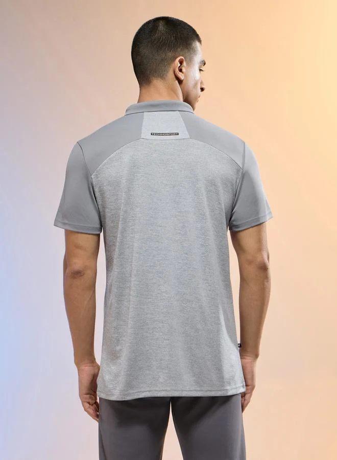Technosport Technosport Men Grey Slim Fit Melange Polo