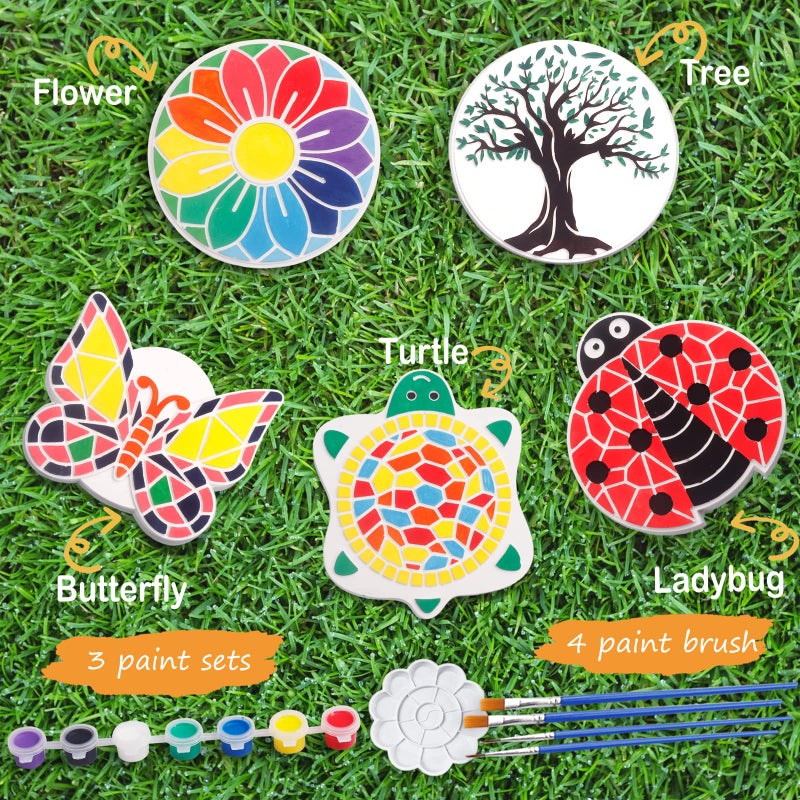IFLOVE Paint Your Own Stepping Stones for Kids Craft Kits,Arts and Crafts for Kids Ages 4-8,5 Pack Painting Crafts for Girls Ages 8-12ï¼ŒOutdoor Toys Art Supplies Toddler Birthday Easter Gift (Multicolored) - Image 2