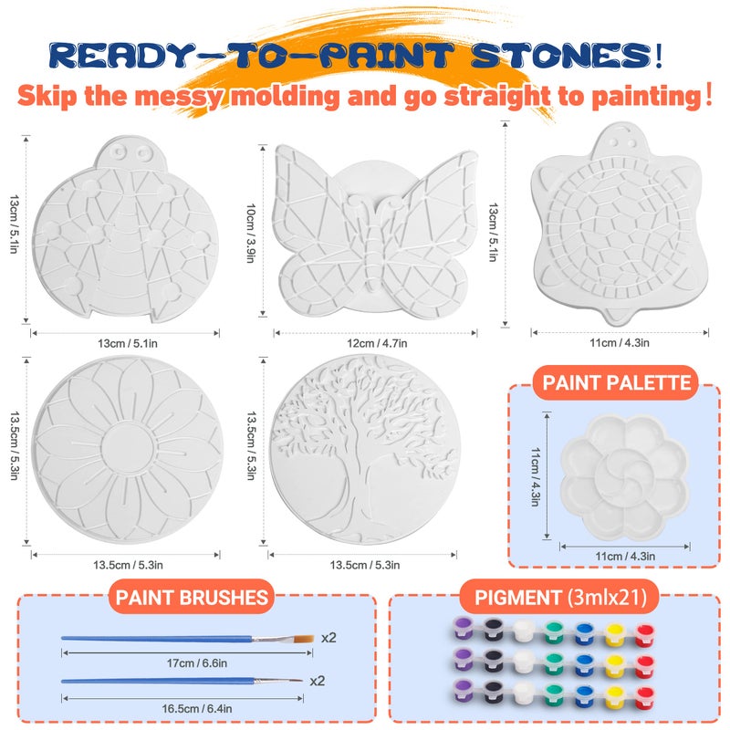 IFLOVE Paint Your Own Stepping Stones for Kids Craft Kits,Arts and Crafts for Kids Ages 4-8,5 Pack Painting Crafts for Girls Ages 8-12ï¼ŒOutdoor Toys Art Supplies Toddler Birthday Easter Gift (Multicolored) - Image 3