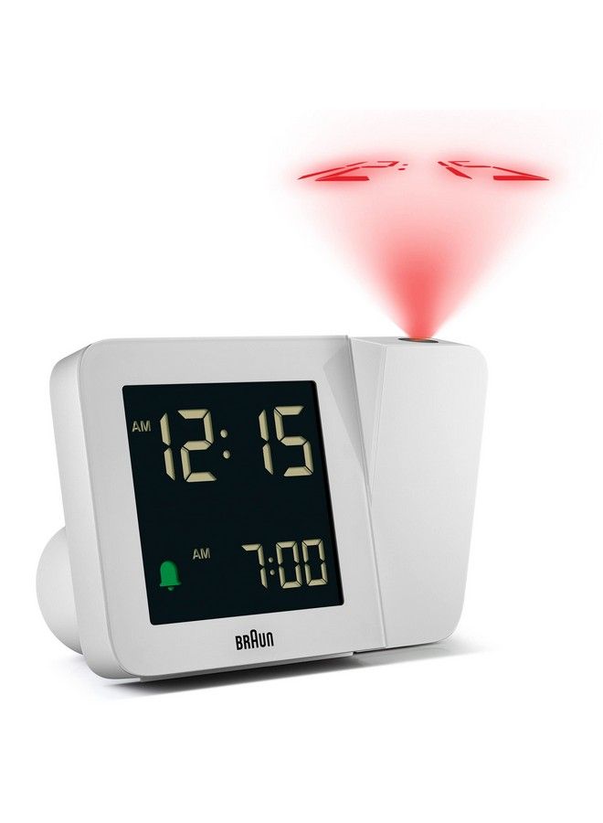 BRAUN Digital Projection Alarm Clock With 4 Backlight Options Negative Lcd Display Quick Set Beep Alarm In White Model Bc15W - Image 1