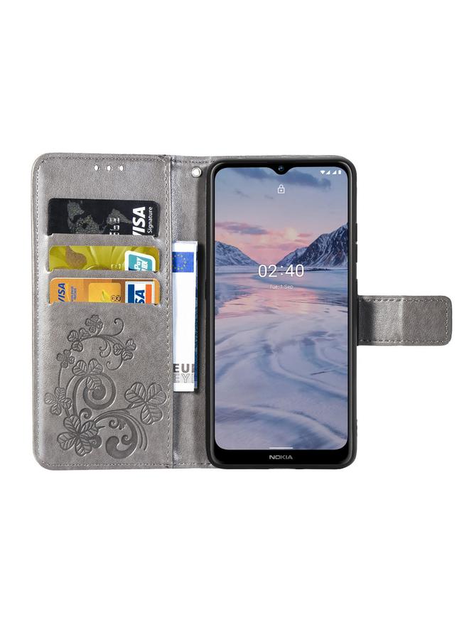 اس-توب جراب لهاتف Nokia 2.4، جراب جلدي لحماية الهاتف المحمول مزود بمشبك منقوش بأربع أوراق مع حبل وحبل وفتحة للبطاقات ومحفظة ووظيفة حامل - Image 4