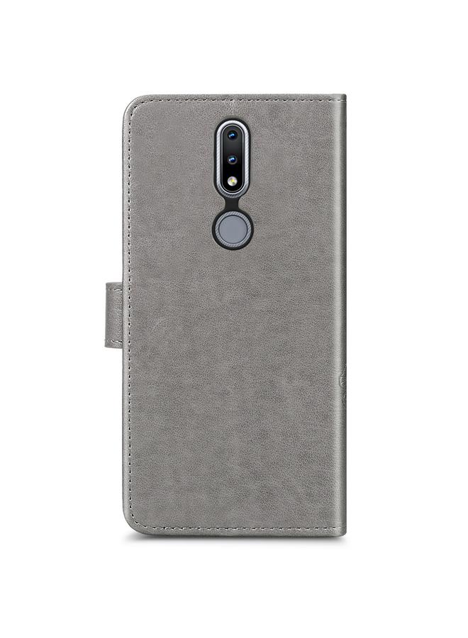 اس-توب جراب لهاتف Nokia 2.4، جراب جلدي لحماية الهاتف المحمول مزود بمشبك منقوش بأربع أوراق مع حبل وحبل وفتحة للبطاقات ومحفظة ووظيفة حامل - Image 3