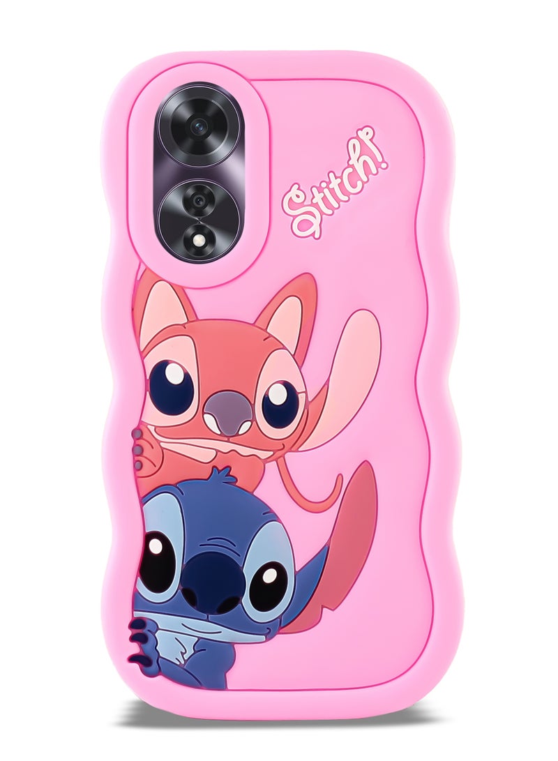 حافظة هاتف من السيليكون الناعم المموج ثلاثية الأبعاد من Lilo and Stitch لهاتف Oppo A60 (وردي) - Image 1