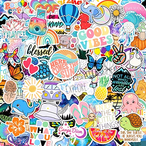 Debinolo 120 Pcs Preppy Stickers, Summer Stickers for Water Bottles Girls, Laptop Accessory Waterproof, Cute Decals for Phone Waterbottle MacBook Cup, Summer Themed Stickers for Teens - Image 1