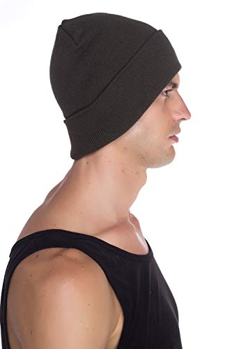 Top Level Unisex Cuffed Plain Skull Beanie Toboggan Knit Hat/Cap, Olive - Image 5